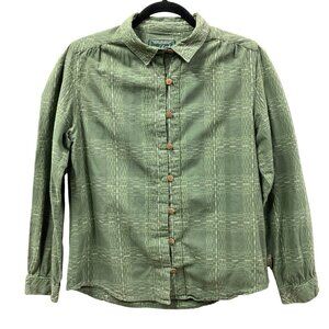 Woolrich Women's Green Pattern Shirt, Size Medium, Cotton, Button Front, Casual‎